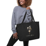 "Wildflower" Large Organic Tote Bag {Black}