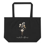 "Wildflower" Large Organic Tote Bag {Black}