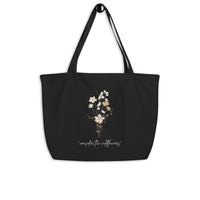 "Wildflower" Large Organic Tote Bag {Black}