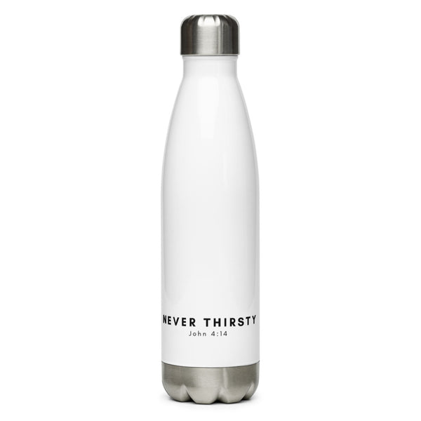 "Never Thirsty" Stainless Steel Water Bottle (Black & White)